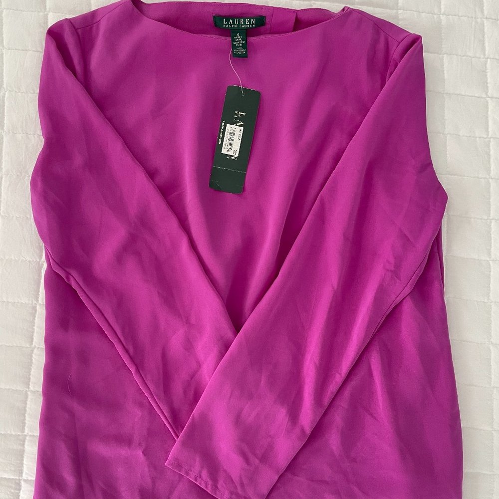 Ralph Lauren Crepe Bateau-Neck Shirt